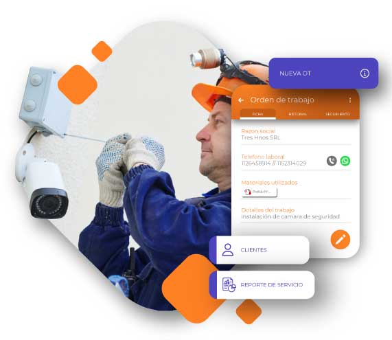 tablero de parte de visita y celular con la app de Persat donde se completan datos del servicio realizado